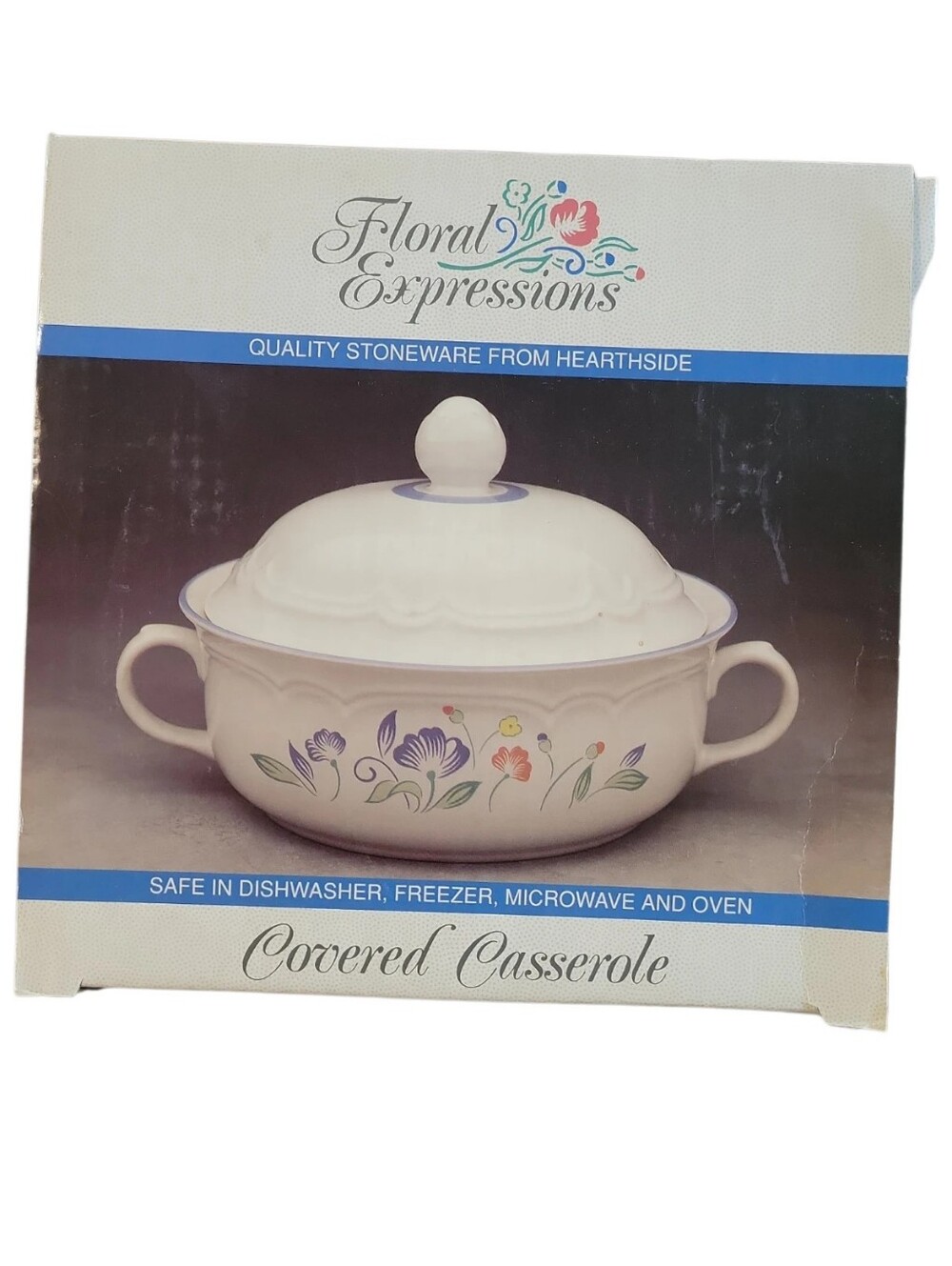 NWT Vtg 70's Hearthside Floral Expressions Covered Casserole NIB